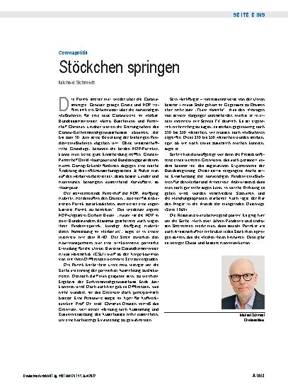 Vorschauseite 1: Coronapolitik: Stöckchen springen
