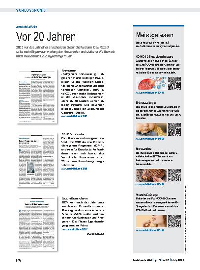 Vorschauseite 1: aerzteblatt.de: Vor 20 Jahren