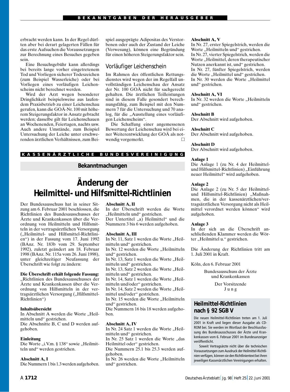 Vorschauseite 1: Heilmittel-Richtlinien nach § 92 SGB V