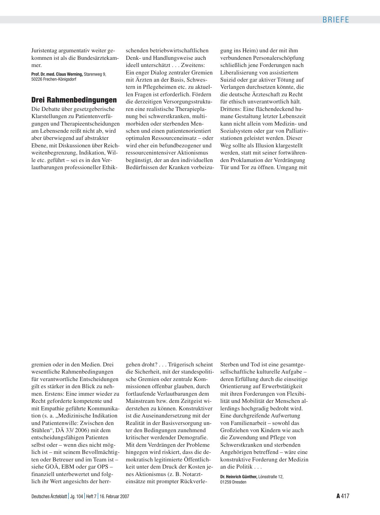Vorschauseite 1: Patientenverfügungen: Drei Rahmenbedingungen