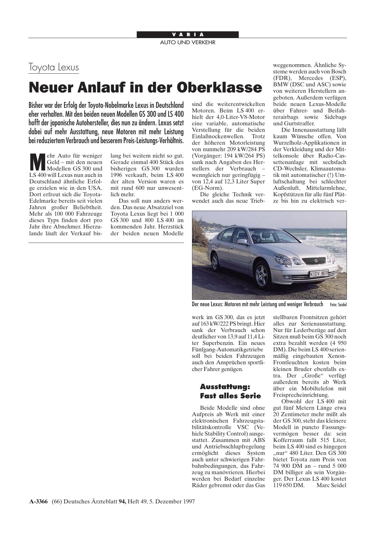 Vorschauseite 1: Toyota Lexus: Neuer Anlauf in der Oberklasse