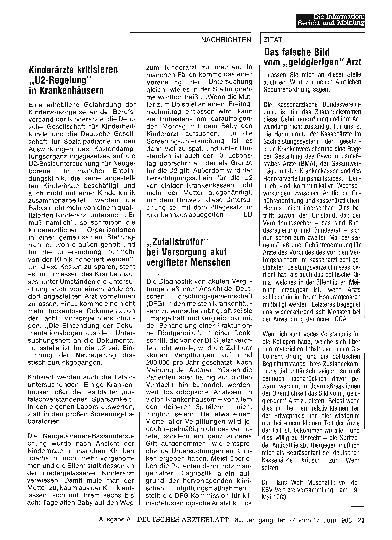 Vorschauseite 1: Zitat: Das falsche Bild vom „geldgierigen“ Arzt