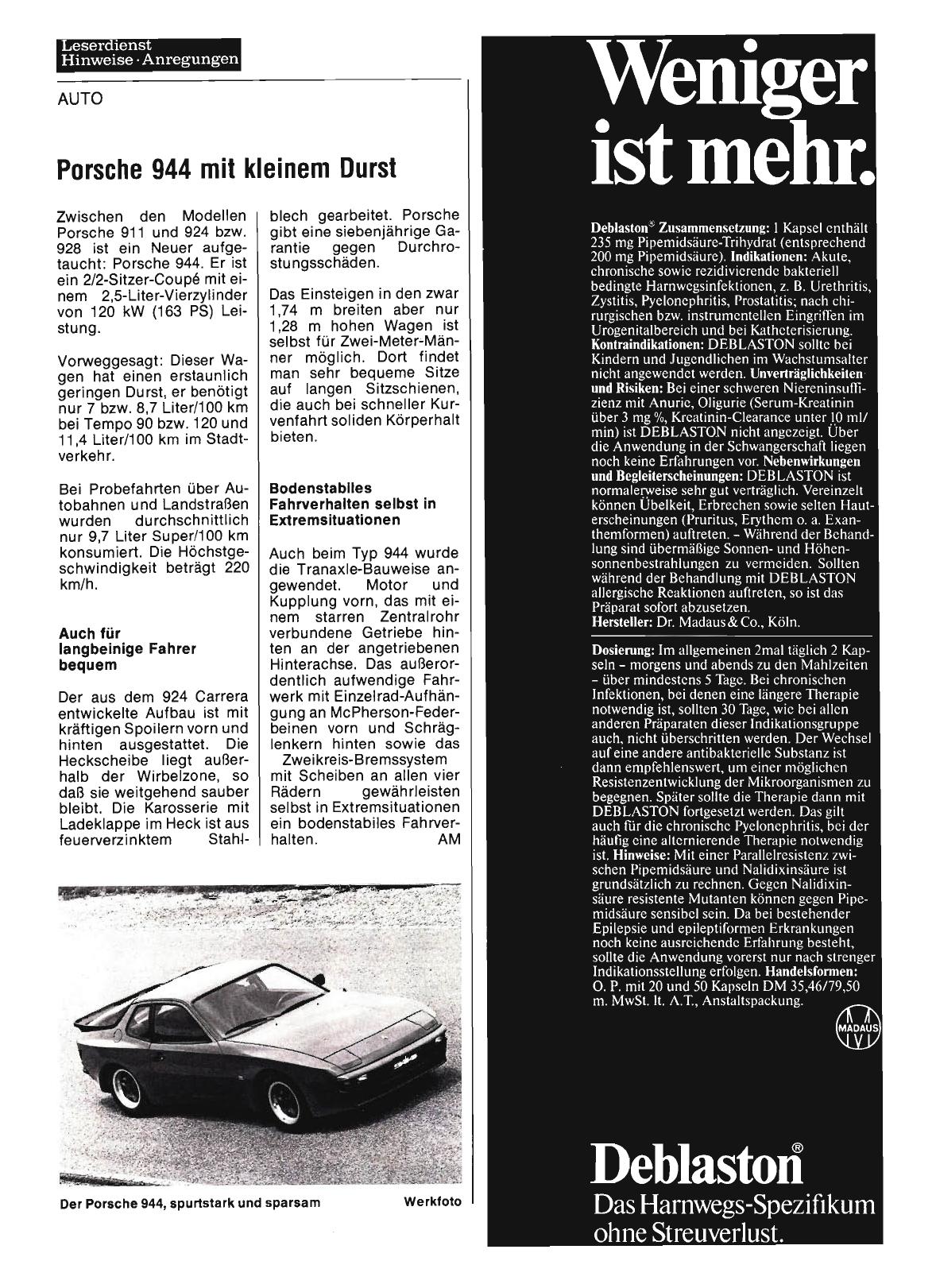 Vorschauseite 1: Porsche 944 mit kleinem Durst