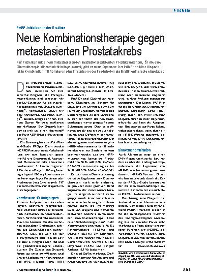Vorschauseite 1: PARP-Inhibition in der Erstlinie: Neue Kombinationstherapie gegen metastasierten Prostatakrebs