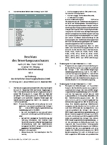 Vorschauseite 4: Beschlüsse des Gemeinsamen Bundesausschusses vom 19. Dezember 2024 über Änderungen der Arzneimittel-Richtlinie: Beschlüsse über die Nutzenbewertung von Arzneimitteln mit neuen Wir…