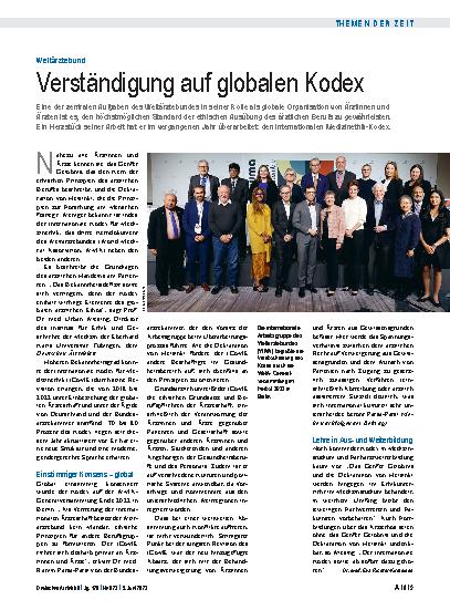 Vorschauseite 1: Weltärztebund: Verständigung auf globalen Kodex
