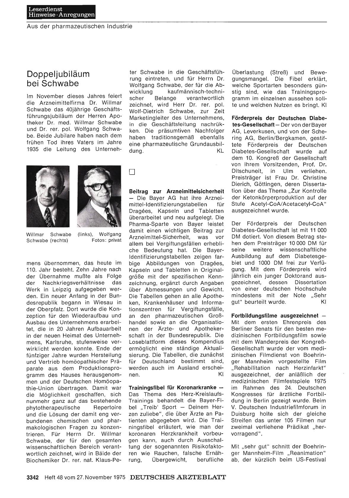 Vorschauseite 1: Aus der pharmazeutischen Industrie