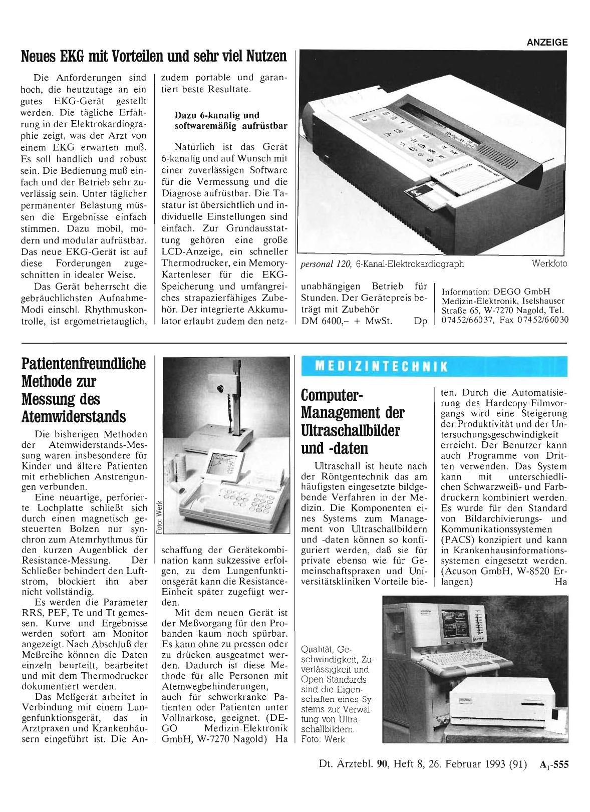 Vorschauseite 1: Computer-Management der Ultraschallbilder und -daten