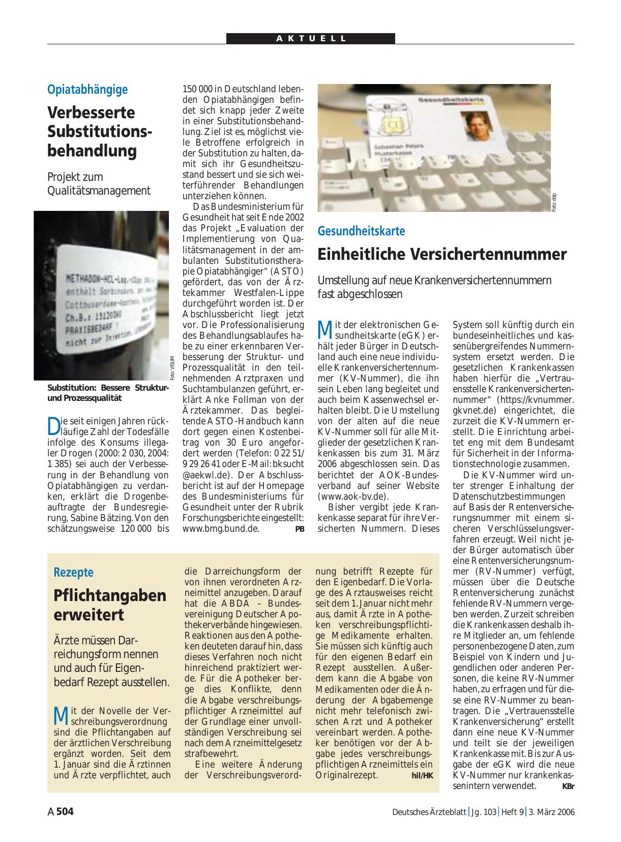 Vorschauseite 1: Opiatabhängige: Verbesserte Substitutionsbehandlung