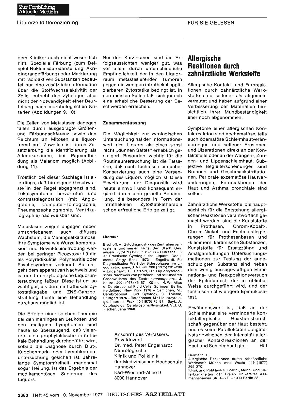 Vorschauseite 1: Allergische Reaktionen durch zahnärztliche Werkstoffe