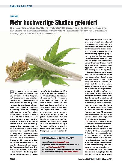 Vorschauseite 1: Cannabis: Mehr hochwertige Studien gefordert