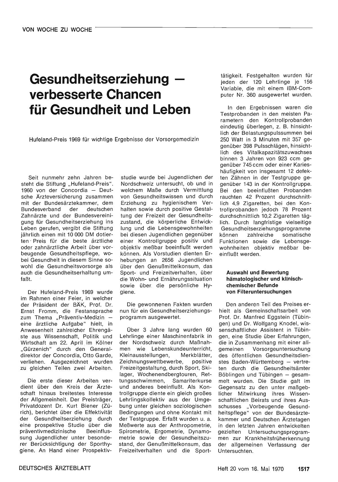 Vorschauseite 1: Gesundheitserziehung — verbesserte Chancen für Gesundheit und Leben