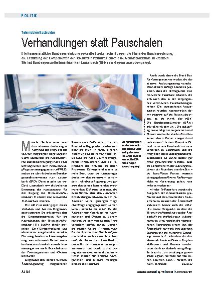 Vorschauseite 1: Telematikinfrastruktur: Verhandlungen statt Pauschalen