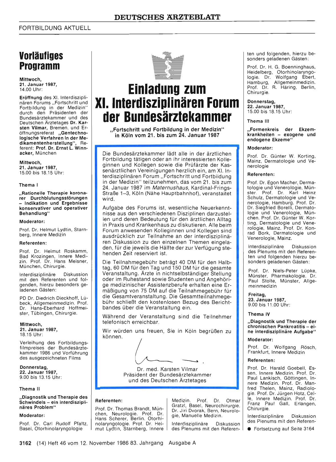 Vorschauseite 1: Einladung zum XI. nterdisziplinären Forum der Bundesärztekammer