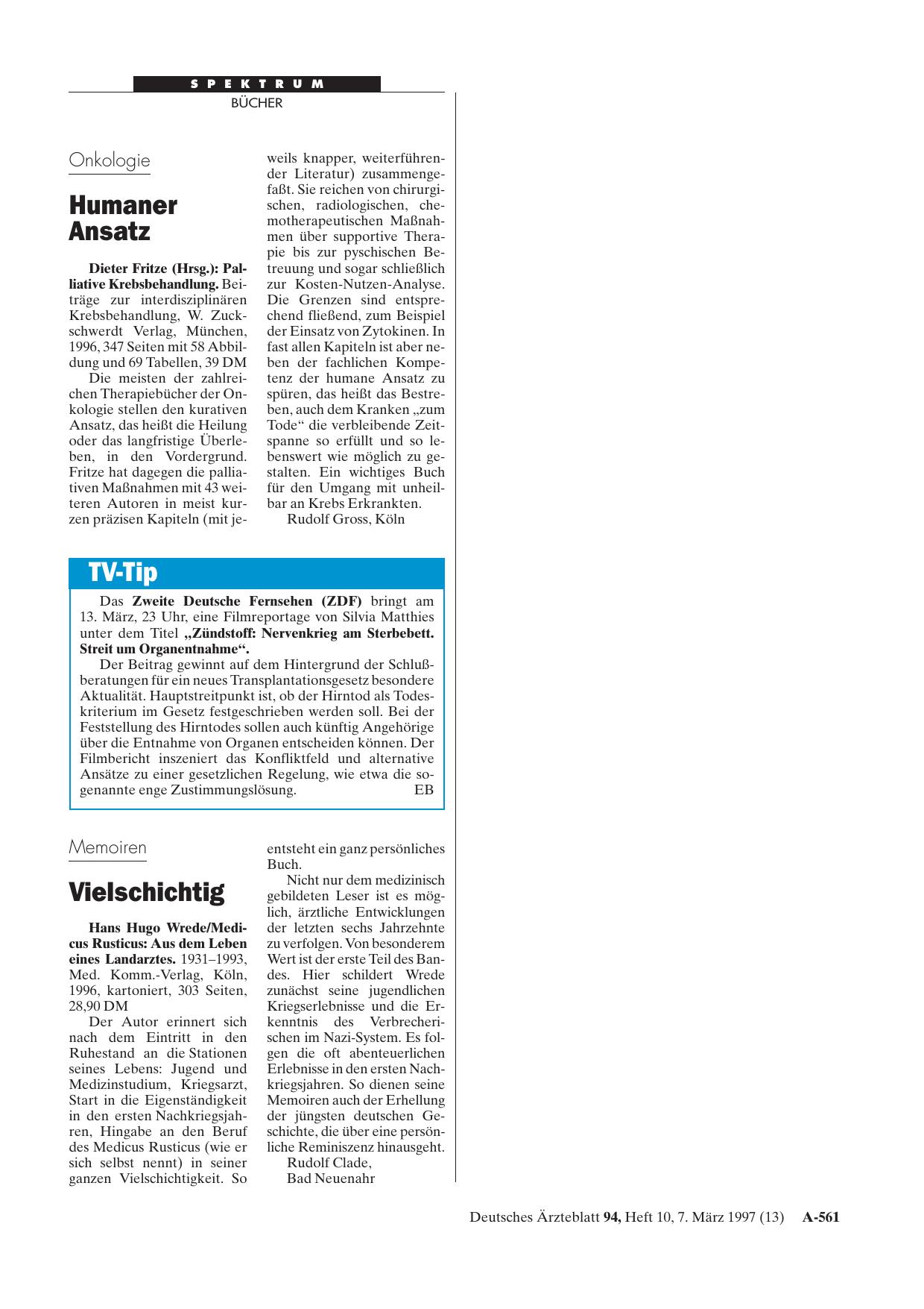 Vorschauseite 1: TV-Tip