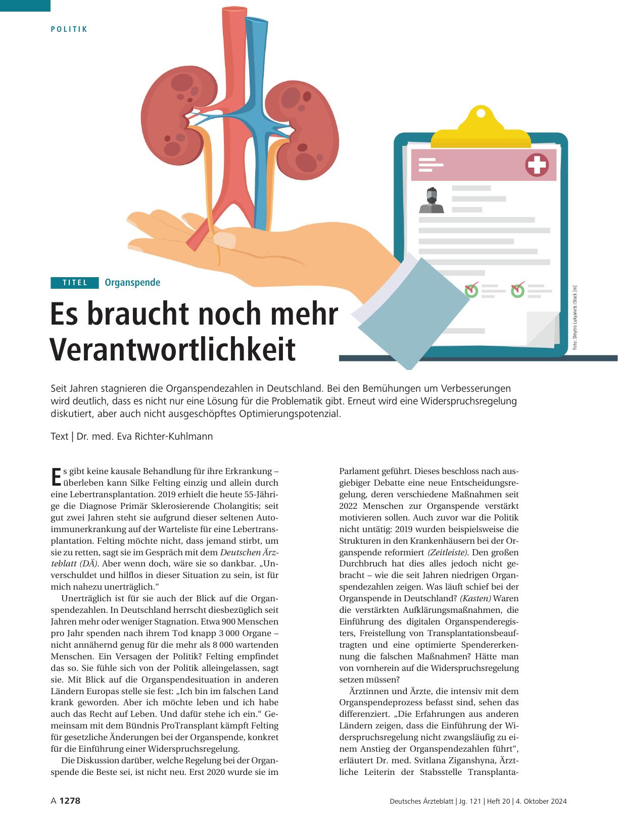 Vorschauseite 1: Organspende: Es braucht noch mehr Verantwortlichkeit