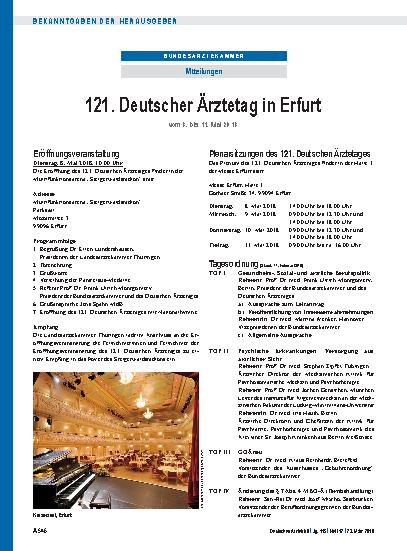Vorschauseite 1: 121. Deutscher Ärztetag in Erfurt
