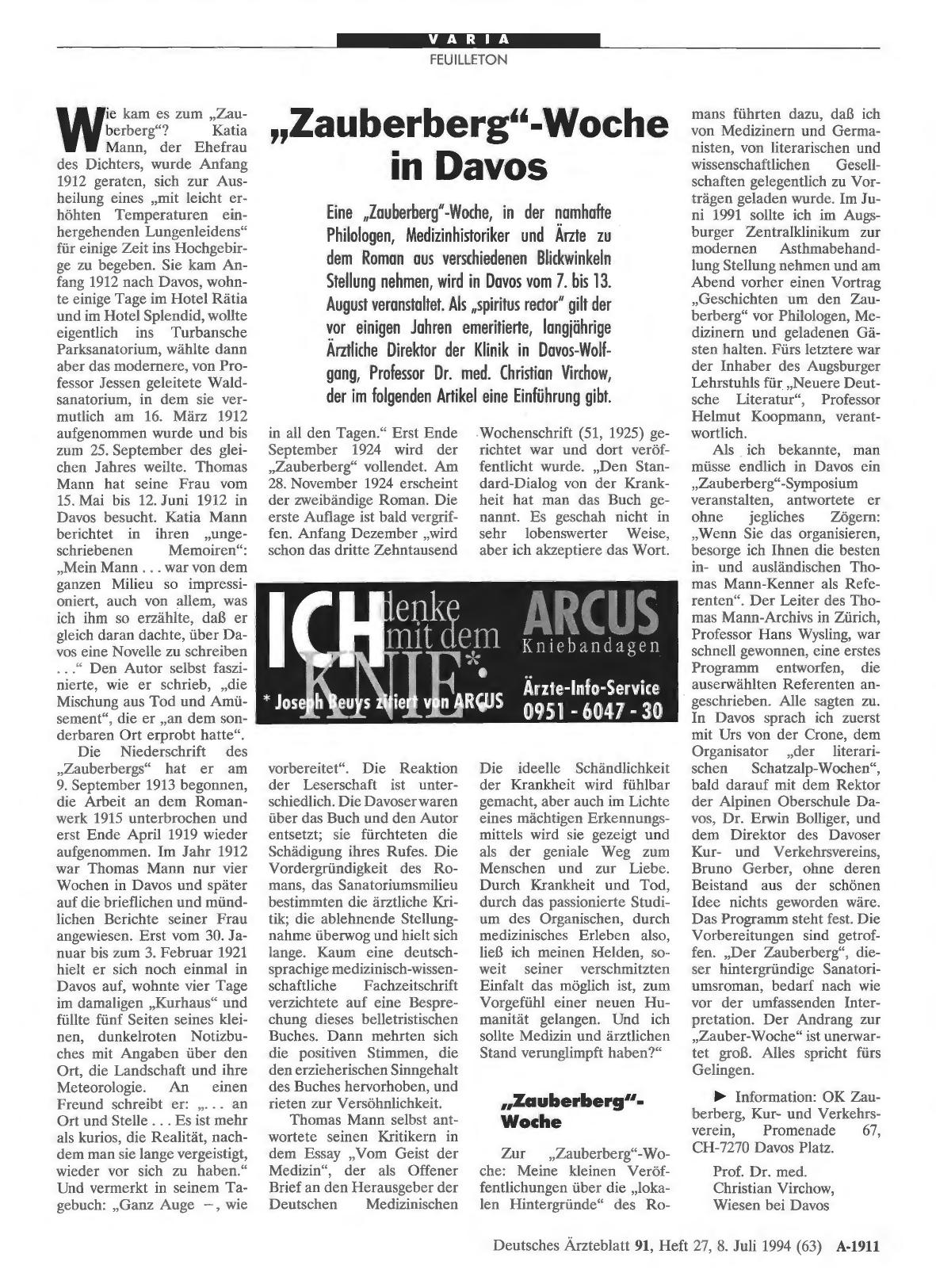 Vorschauseite 1: „Zauberberg„-Woche in Davos