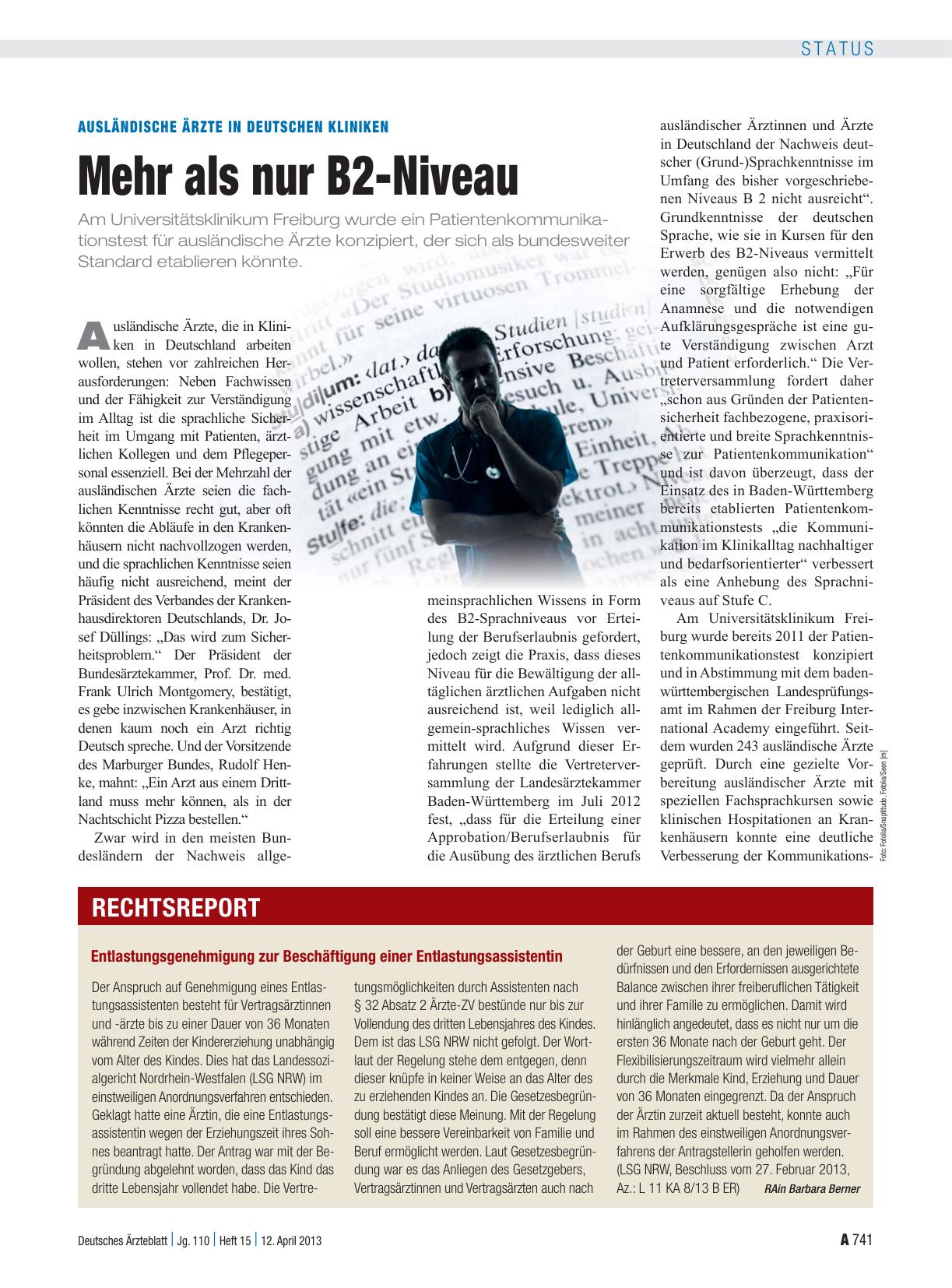 Vorschauseite 1: Ausländische Ärzte in deutschen Kliniken: Mehr als nur B2-Niveau
