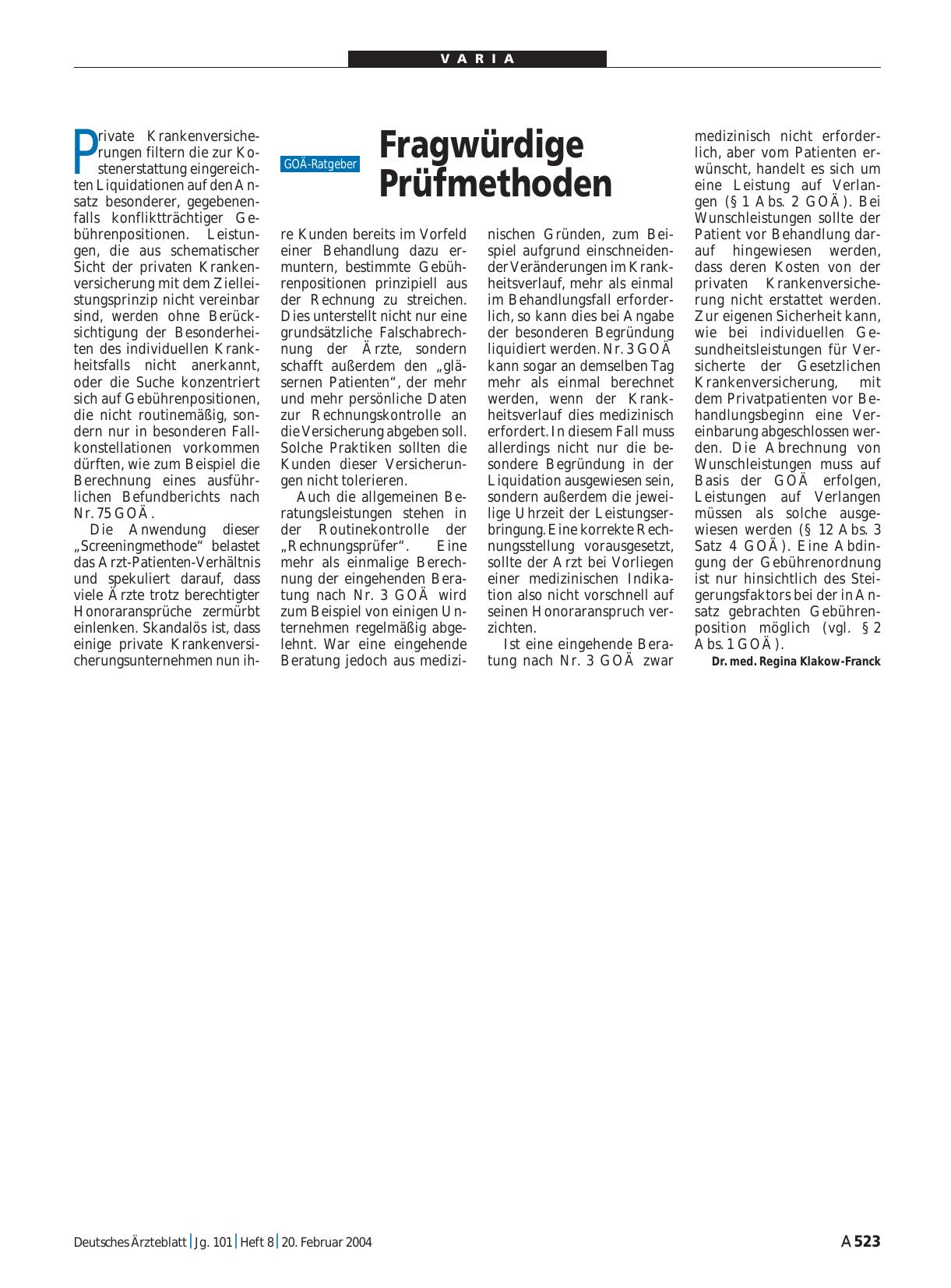 Vorschauseite 1: Fragwürdige Prüfmethoden