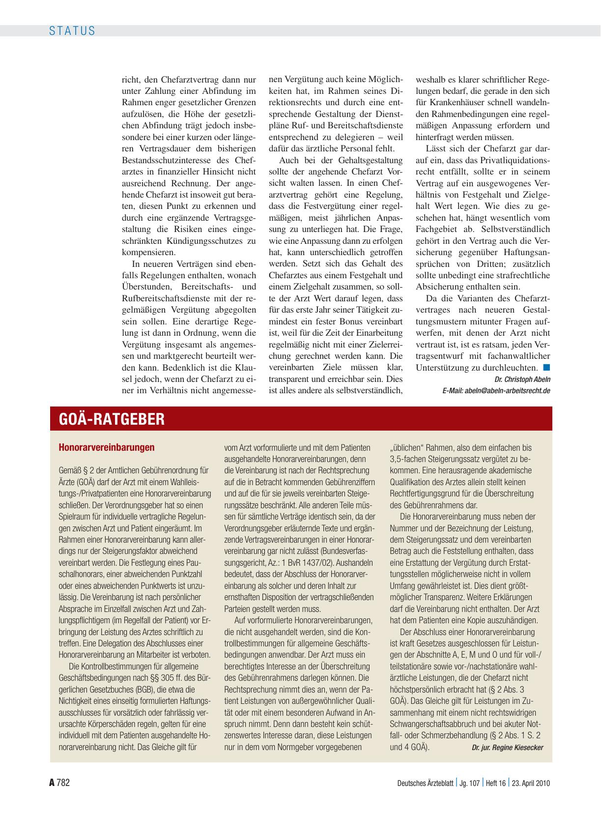 Vorschauseite 1: Honorarvereinbarungen
