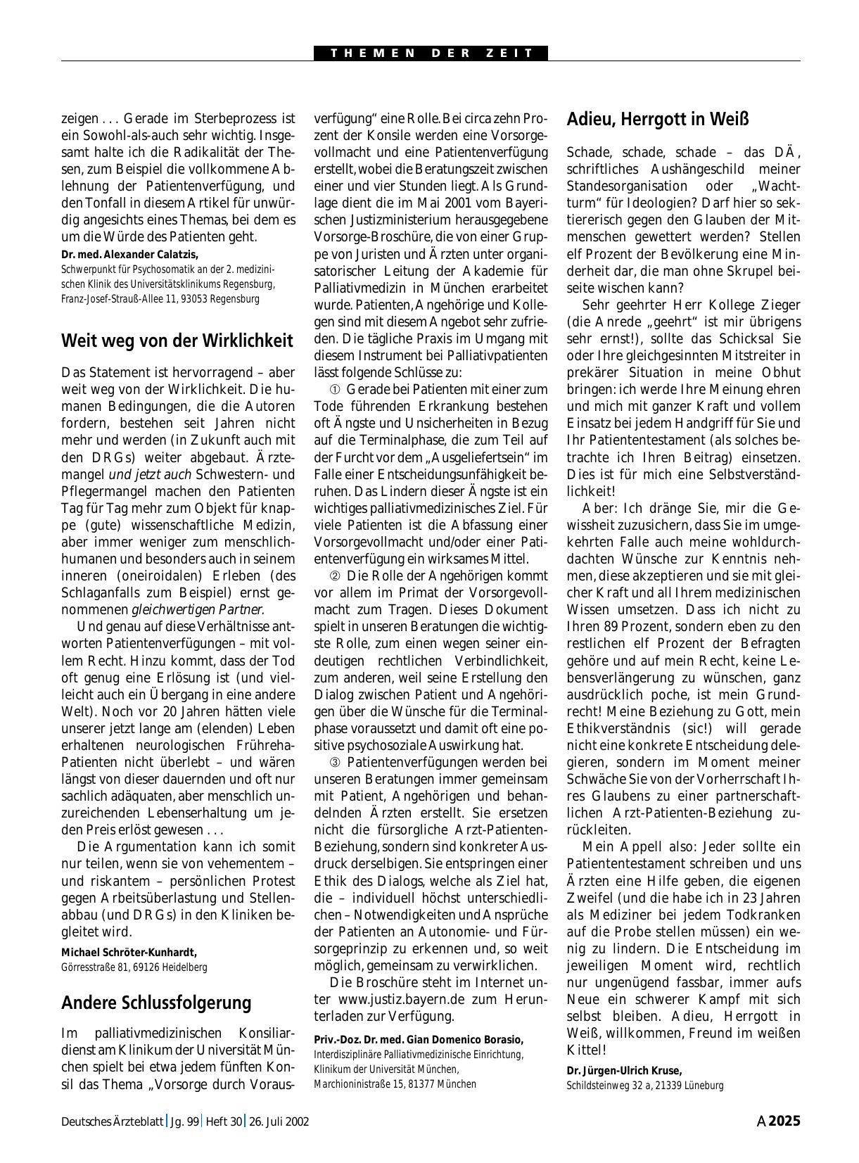 Vorschauseite 1: Patientenverfügungen - Kein „Sterben in Würde“: Andere Schlussfolgerung