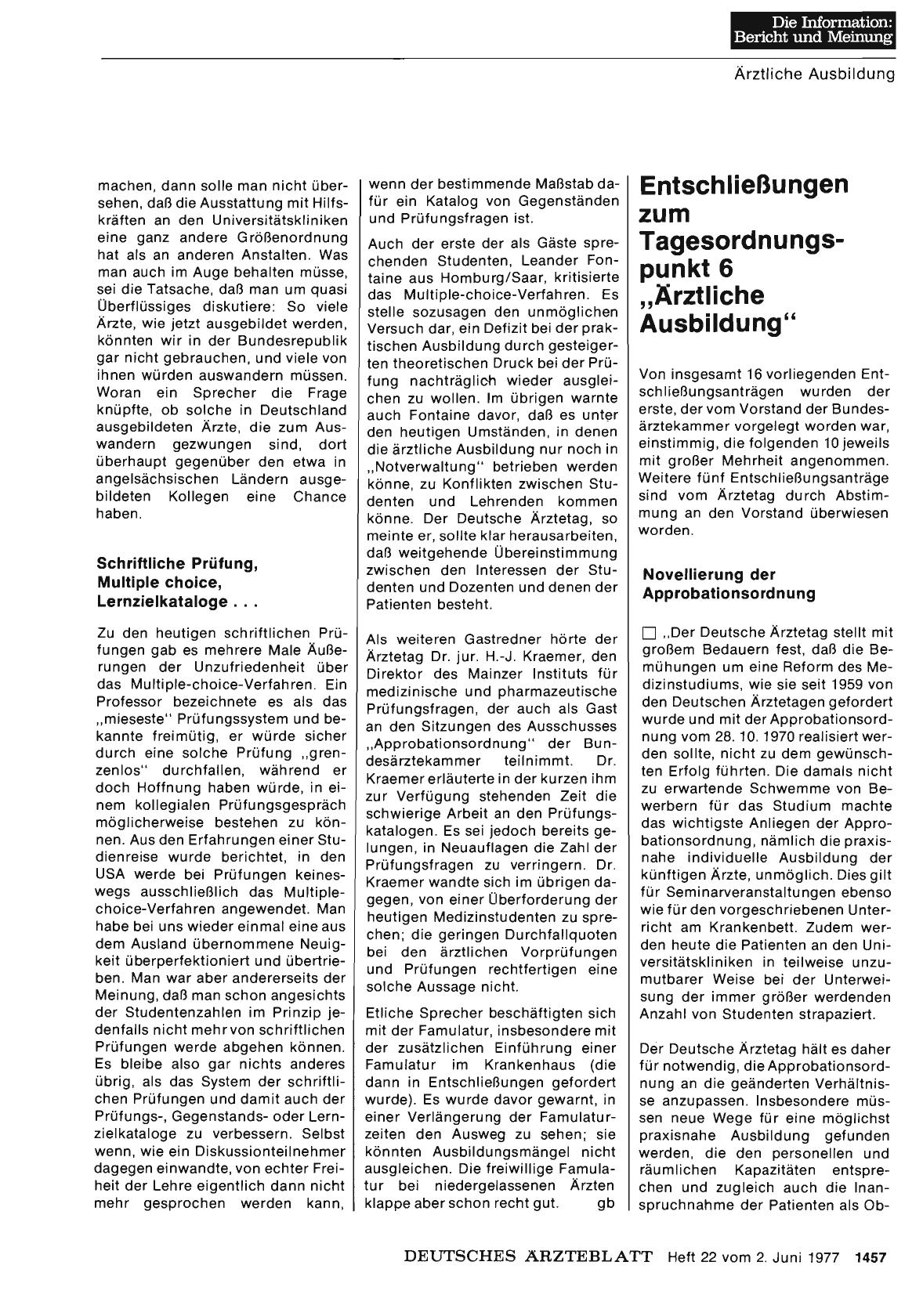 Vorschauseite 1: Entschließungen zum Tagesordnungspunkt 6 „Ärztliche Ausbildung“