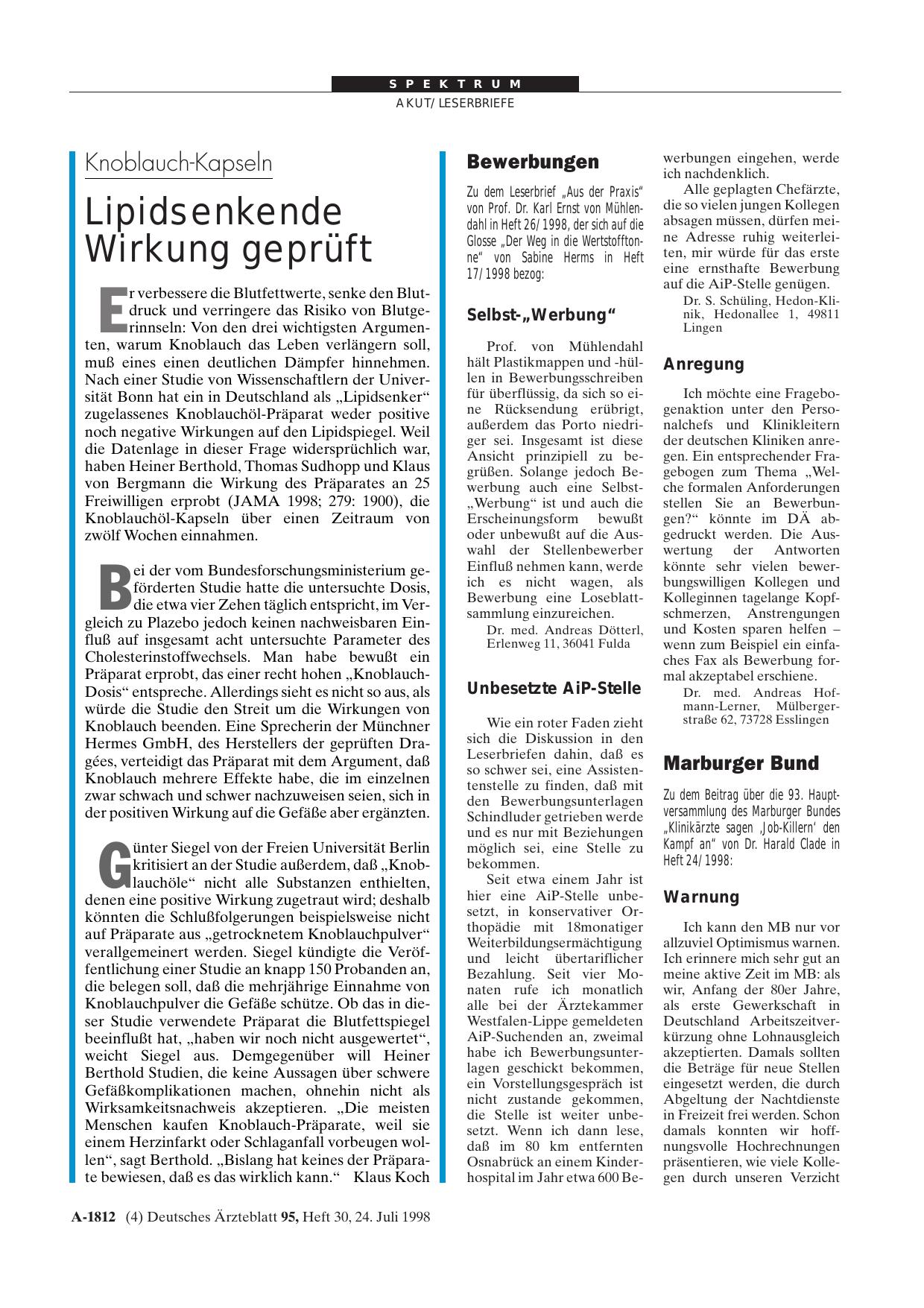 Vorschauseite 1: Marburger Bund: Warnung
