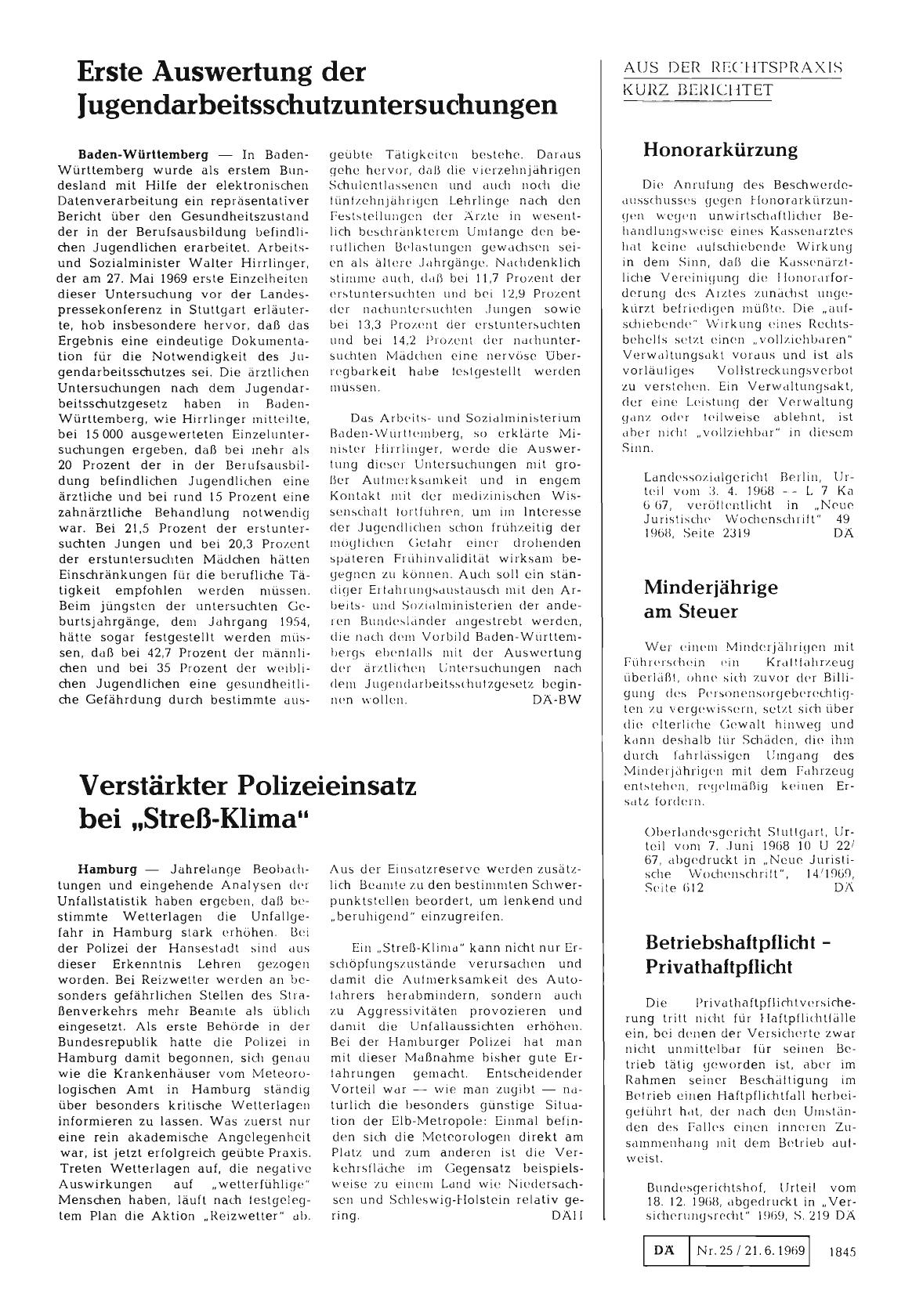 Vorschauseite 1: Verstärkter Polizeieinsatz bei „Streß-Klima"