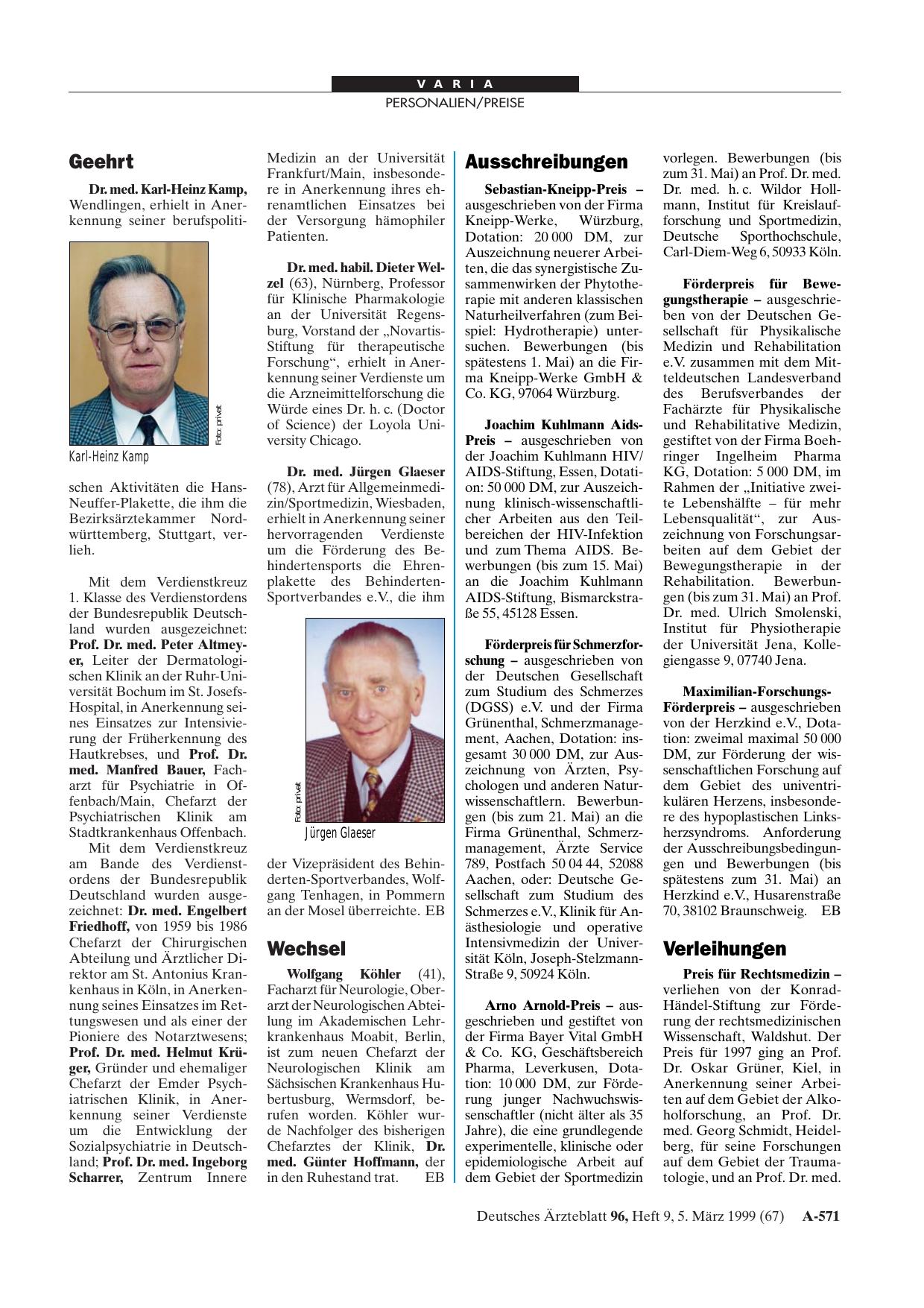 Vorschauseite 1: Ausschreibungen