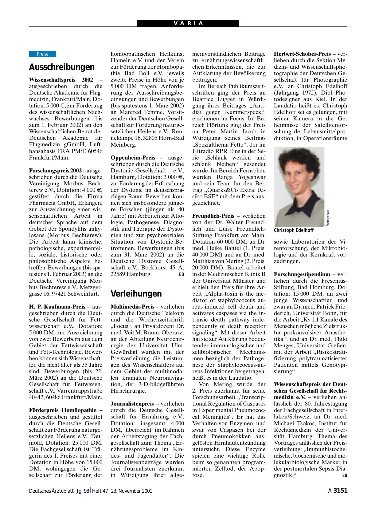 Vorschauseite 1: Ausschreibungen