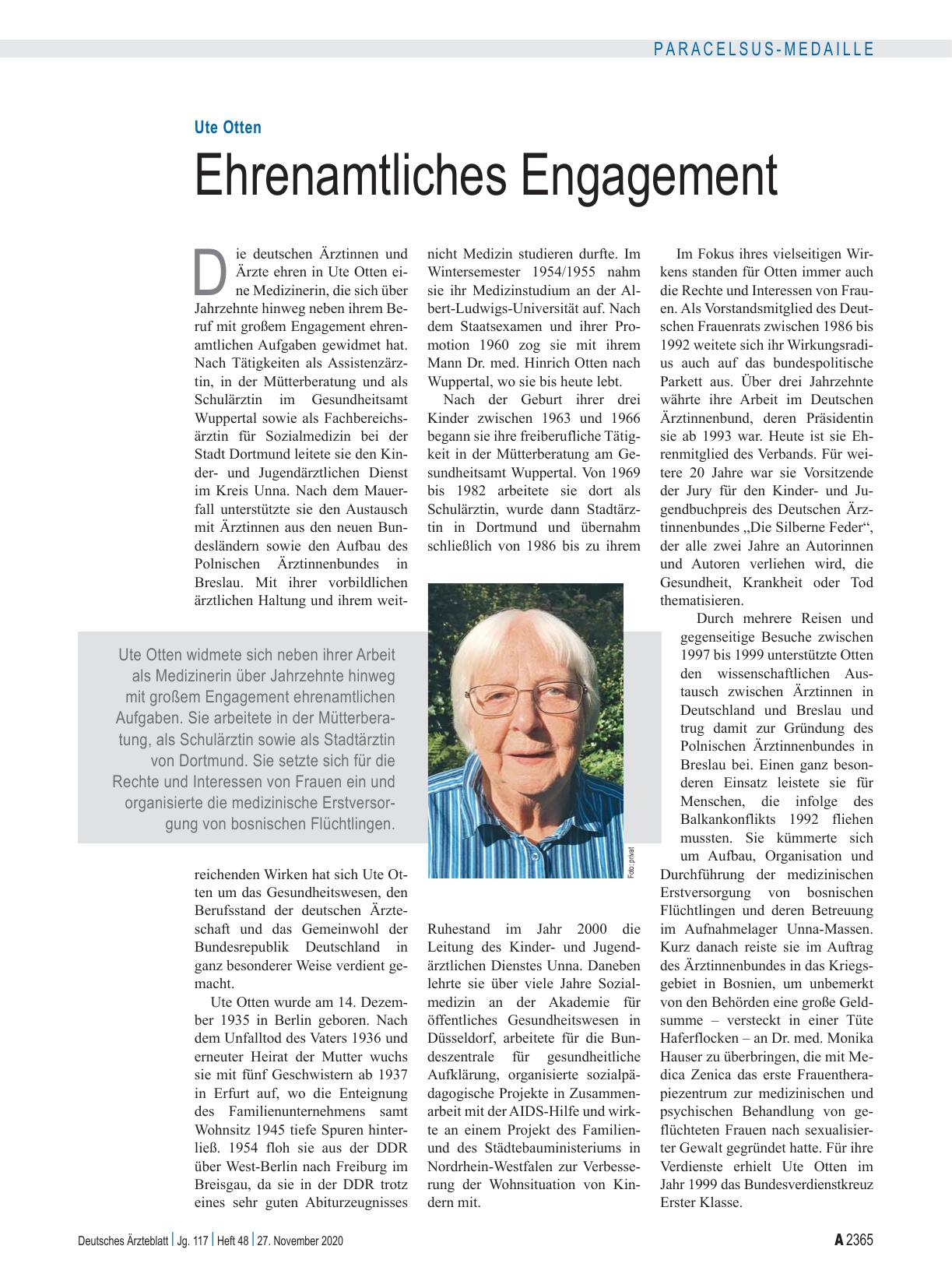 Vorschauseite 1: Ute Otten: Ehrenamtliches Engagement