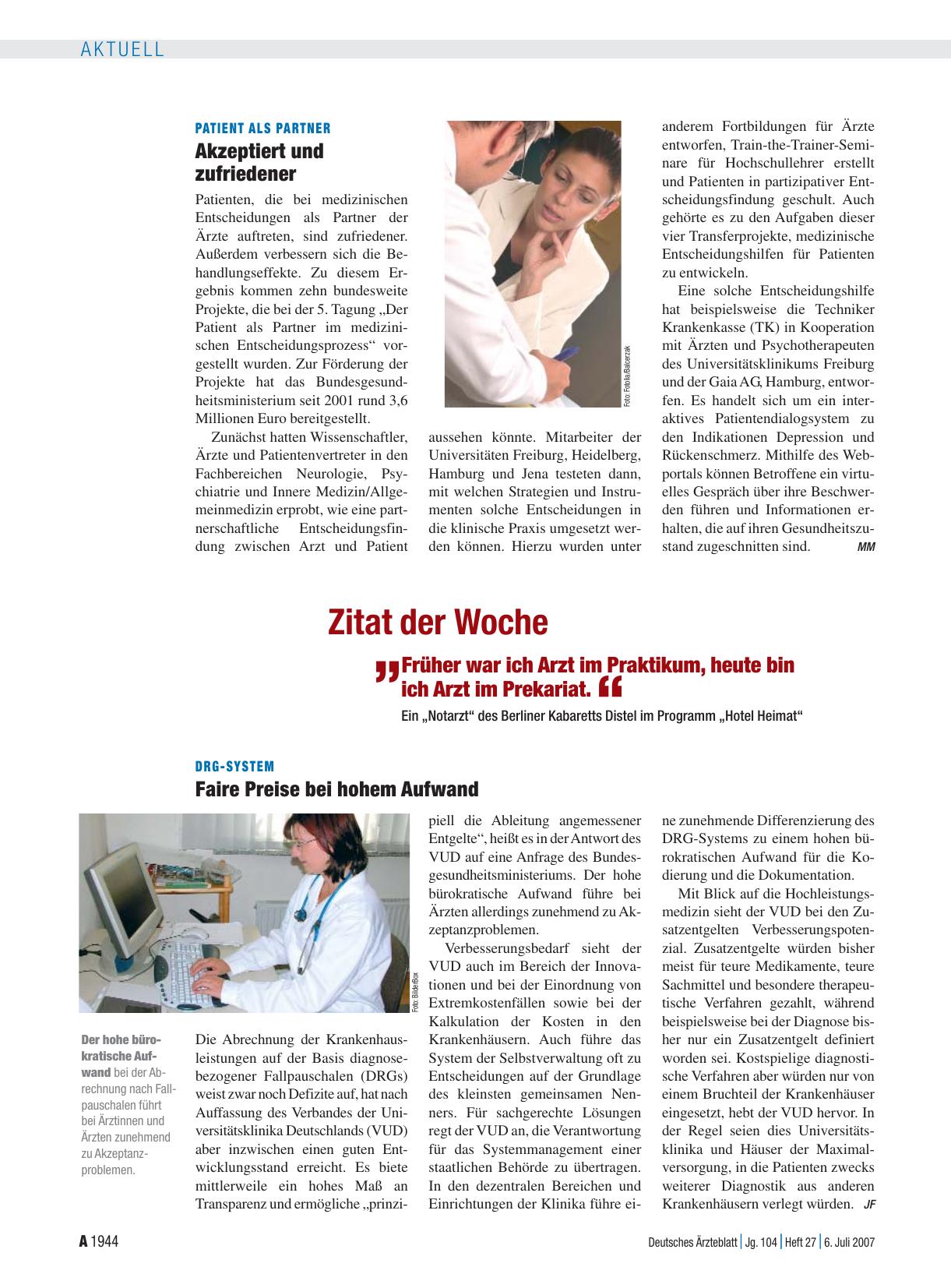 Vorschauseite 1: Patient als Partner: Akzeptiert und zufriedener