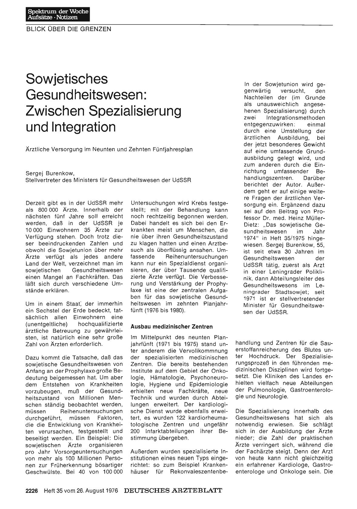 Vorschauseite 1: Sowjetisches Gesundheitswesen: Zwischen Spezialisierung und Integration