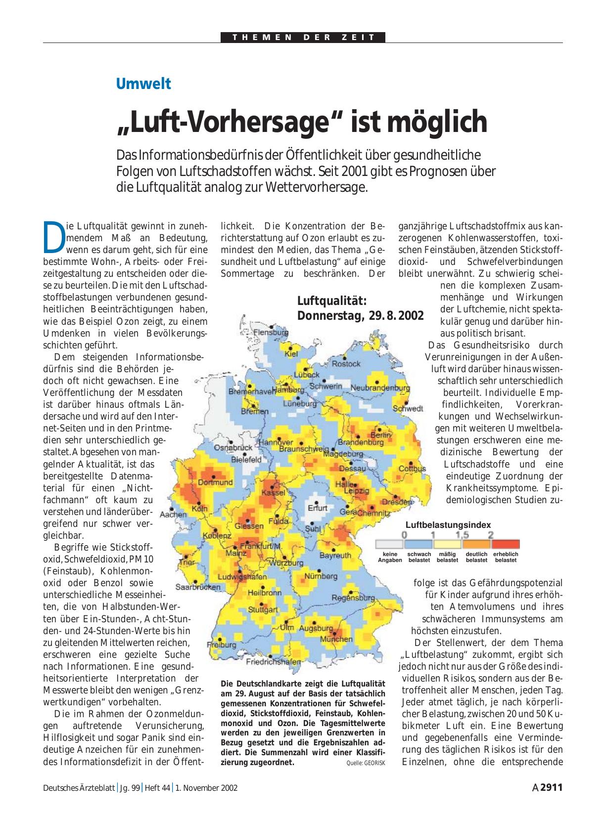 Vorschauseite 1: Umwelt: „Luft-Vorhersage“ ist möglich