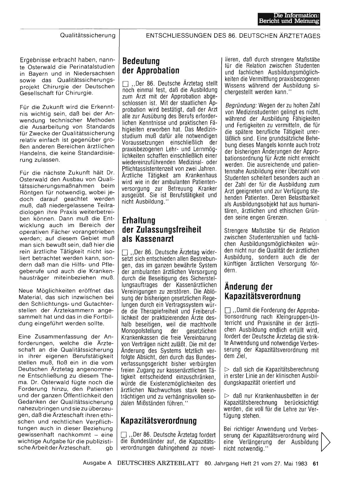 Vorschauseite 1: Entwschliessungen des 86. Deutschen Ärztetages