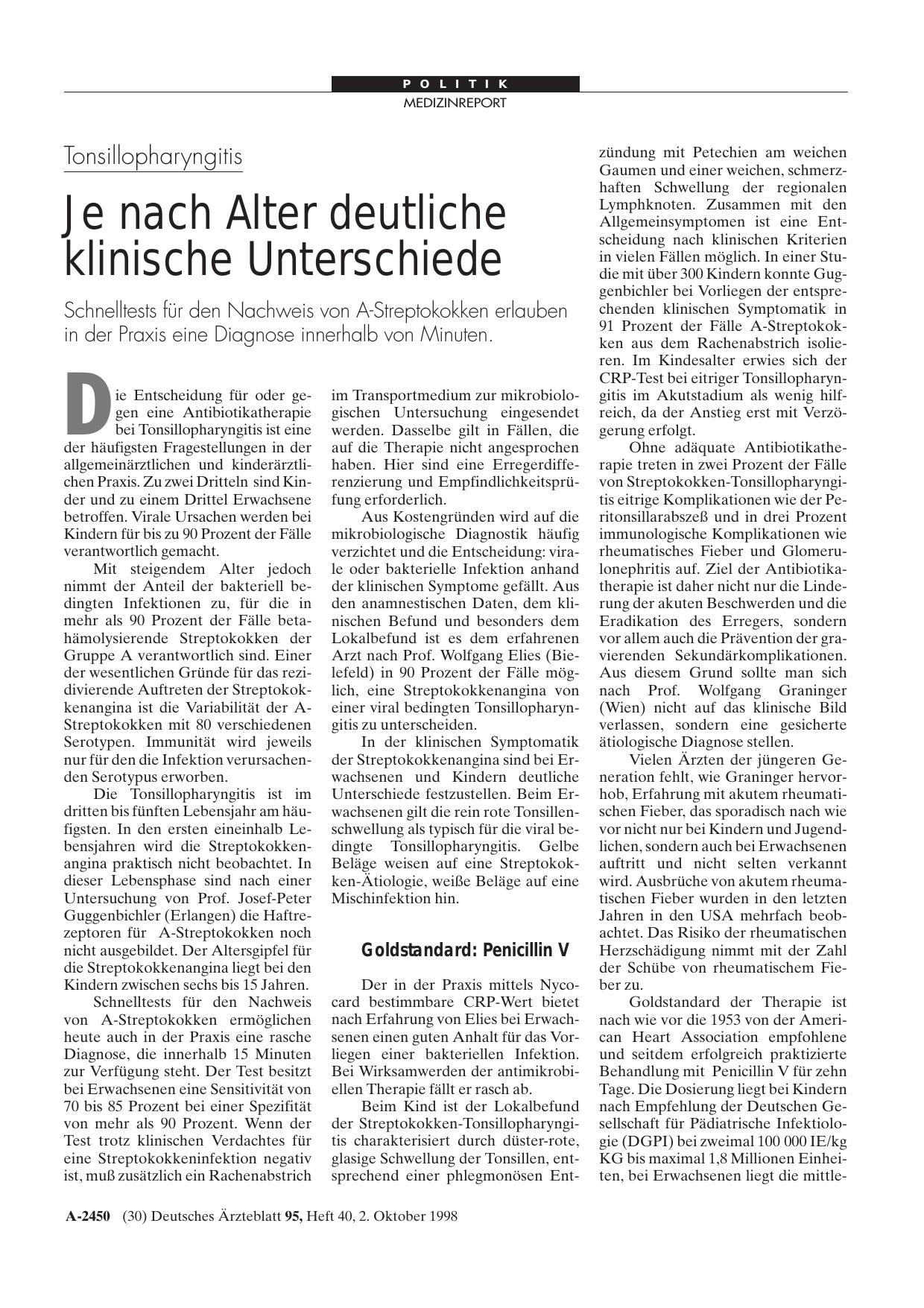 Vorschauseite 1: Tonsillopharyngitis: Je nach Alter deutliche klinische Unterschiede