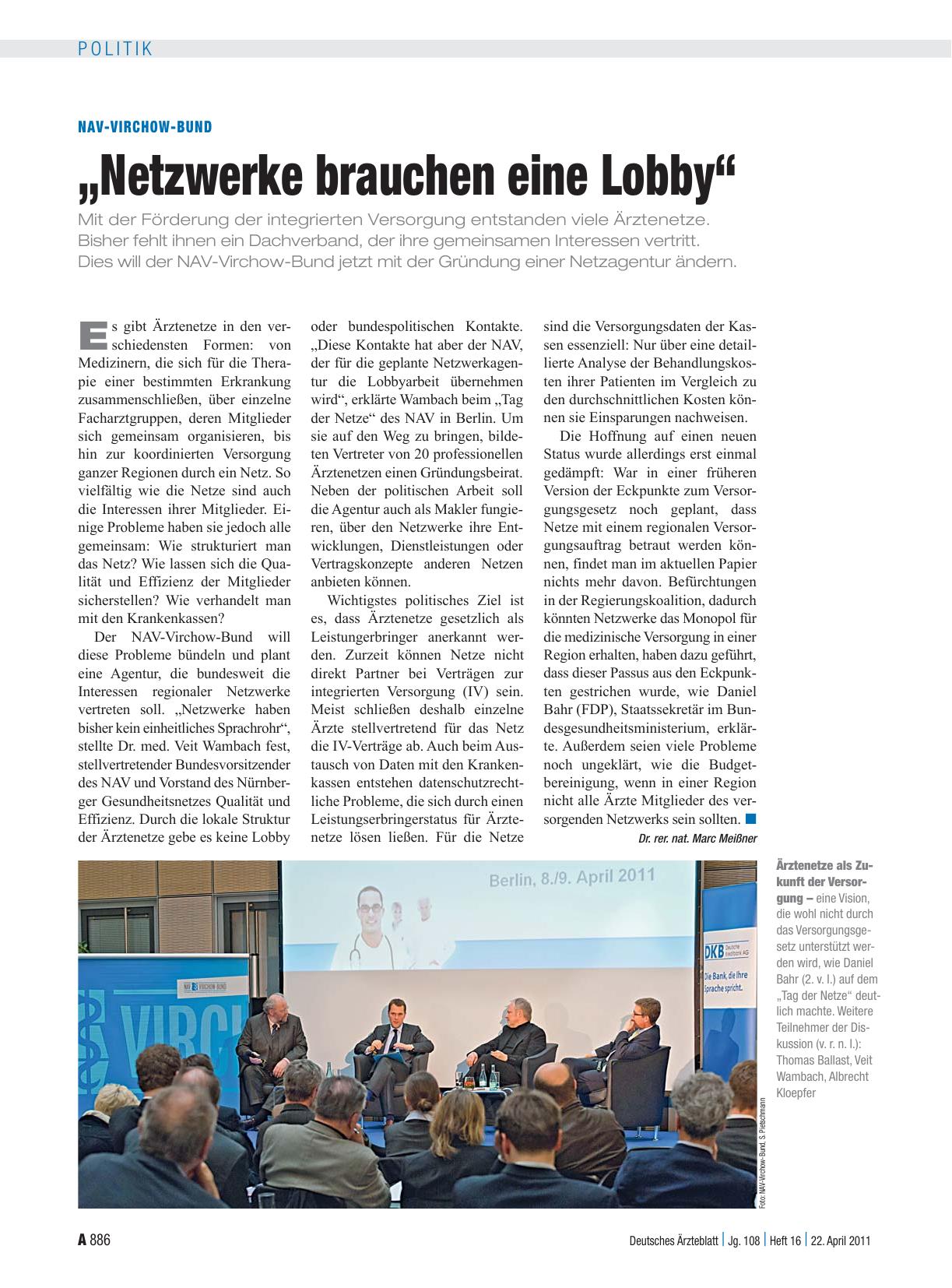 Vorschauseite 1: NAV-Virchow-Bund: „Netzwerke brauchen eine Lobby“