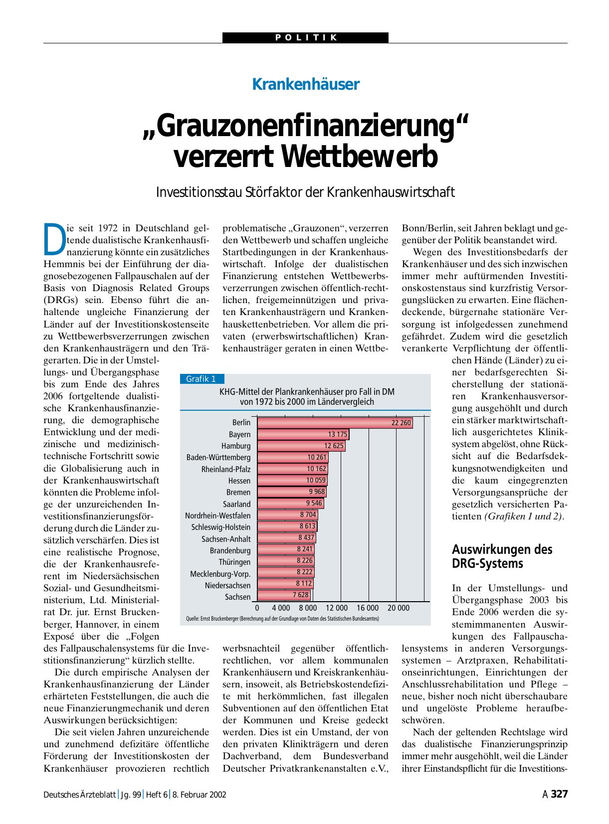 Vorschauseite 1: Krankenhäuser: „Grauzonenfinanzierung“ verzerrt Wettbewerb