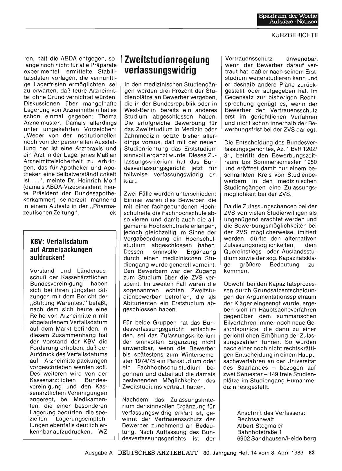 Vorschauseite 1: KBV: Verfallsdatum auf Arzneipackungen aufdrucken!