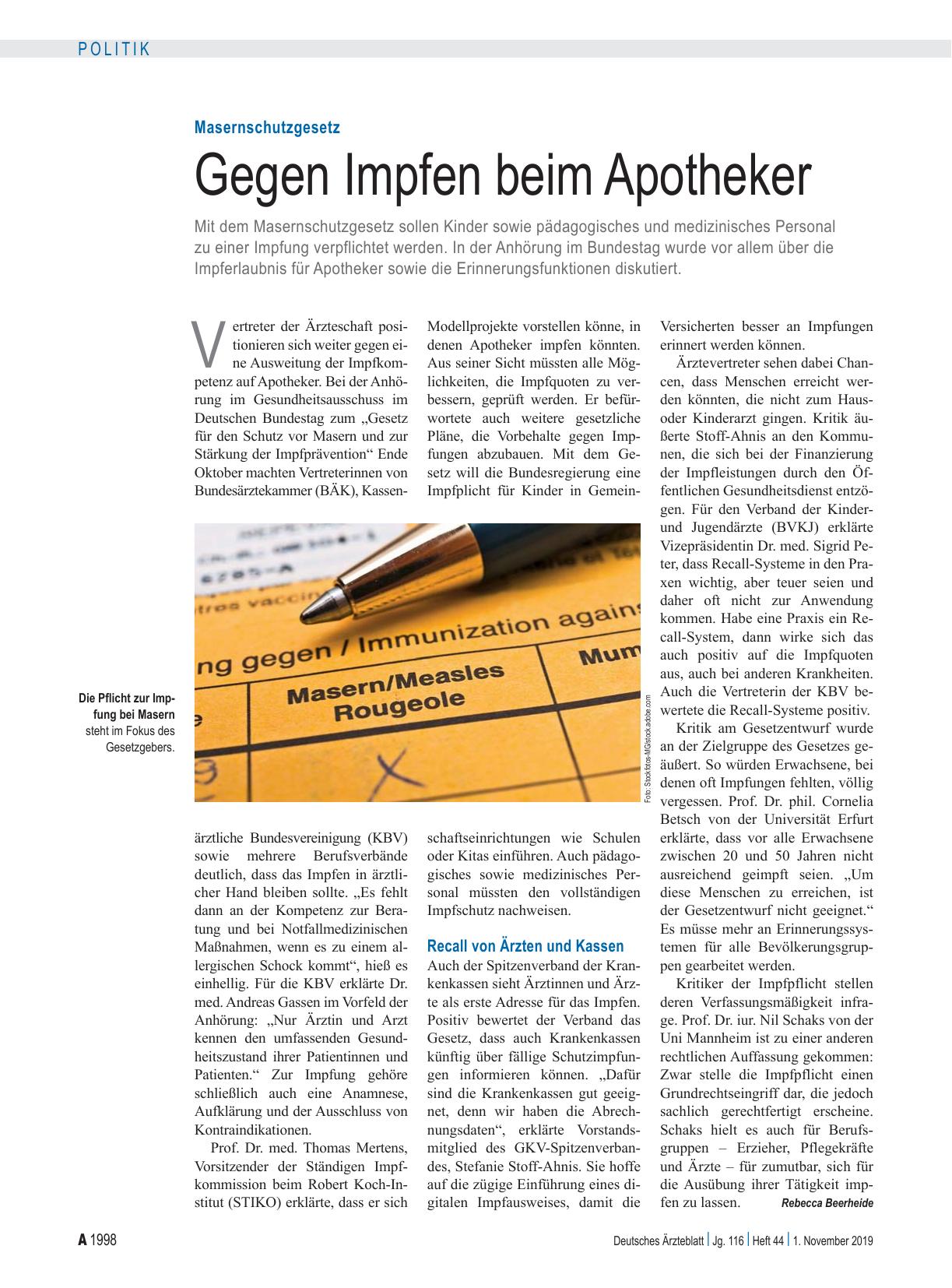 Vorschauseite 1: Masernschutzgesetz: Gegen Impfen beim Apotheker