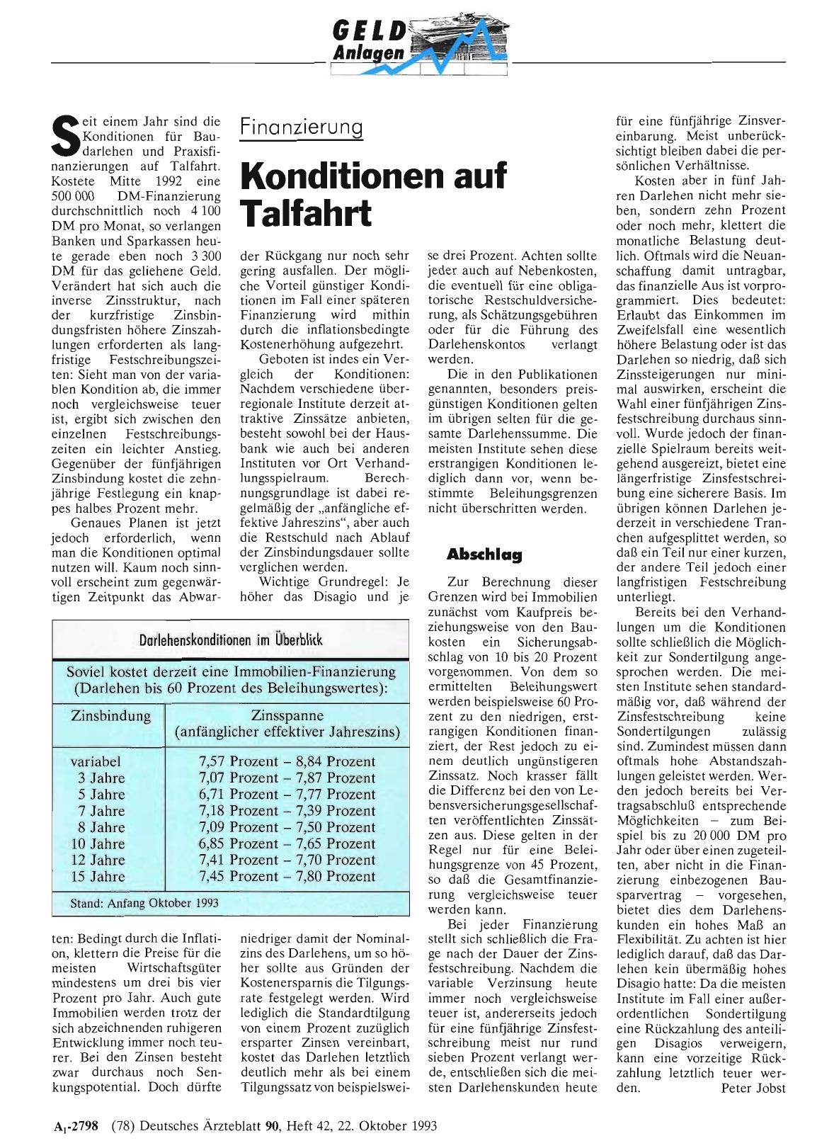 Vorschauseite 1: Finanzierung: Konditionen auf Talfahrt