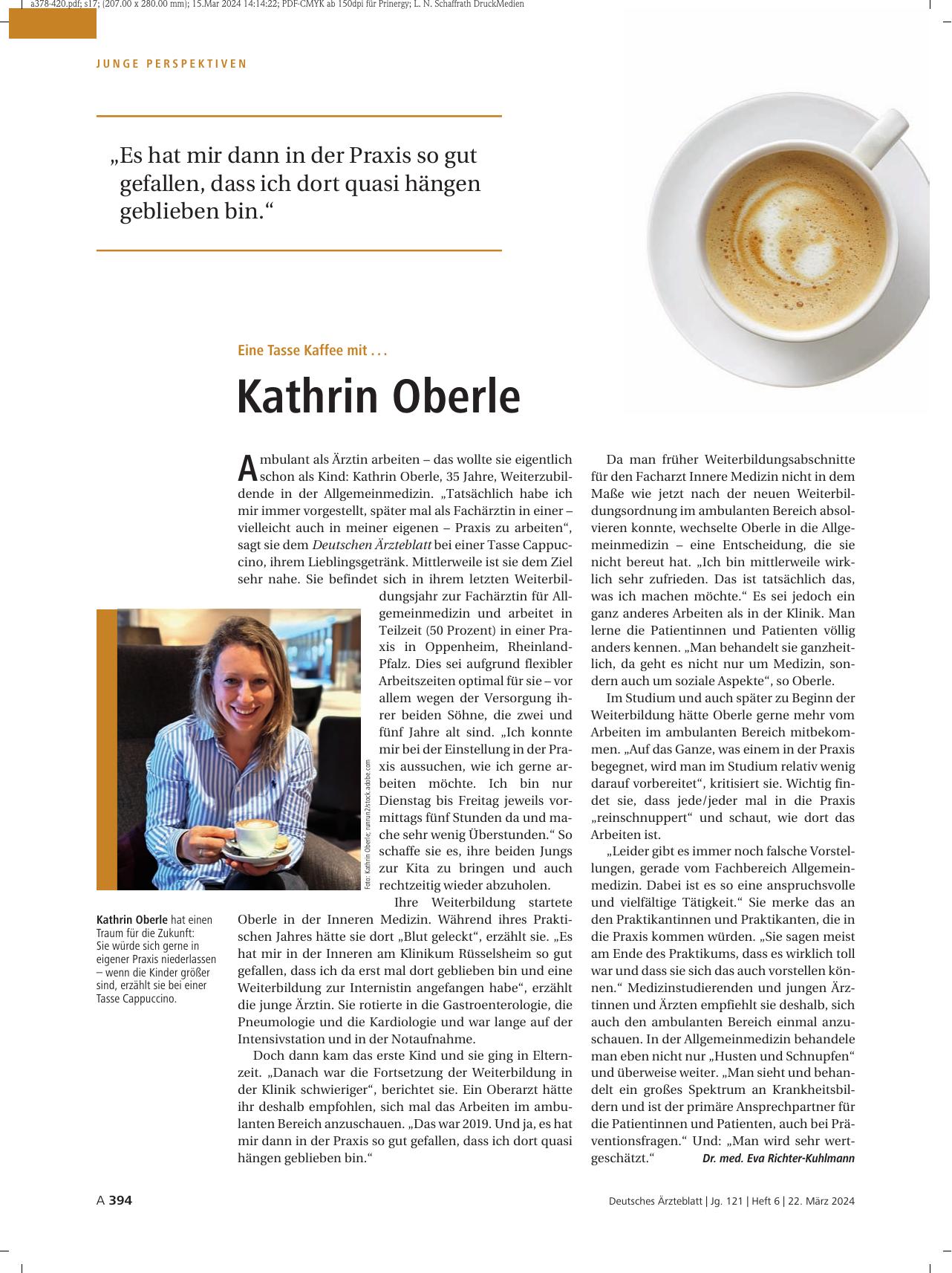 Vorschauseite 1: Eine Tasse Kaffee mit. .. Kathrin Oberle