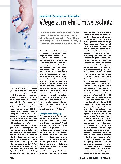 Vorschauseite 1: Sachgerechte Entsorgung von Arzneimitteln: Wege zu mehr Umweltschutz