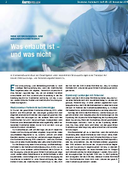 Vorschauseite 1: Neue Untersuchungsund Behandlungsmethoden: Was erlaubt ist – und was nicht