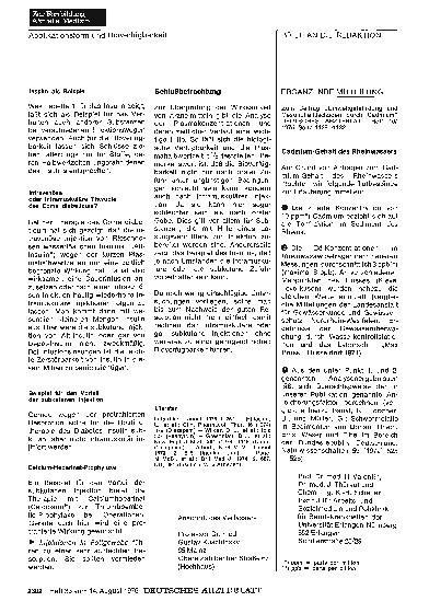Vorschauseite 1: ERGÄNZENDE MITTEILUNG: Cadmium-Gehalt des Rheinwassers