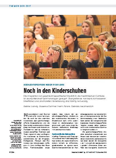 Vorschauseite 1: Geschlechtsspezifische Medizin in der Lehre: Noch in den Kinderschuhen