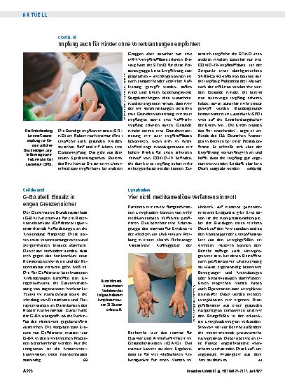 Vorschauseite 1: COVID-19: Impfung auch für Kinder ohne Vorerkrankungen empfohlen
