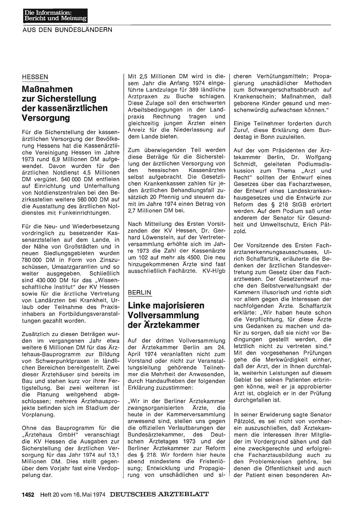 Vorschauseite 1: Berlin: Linke majorisieren Vollversammlung der Ärztekammer