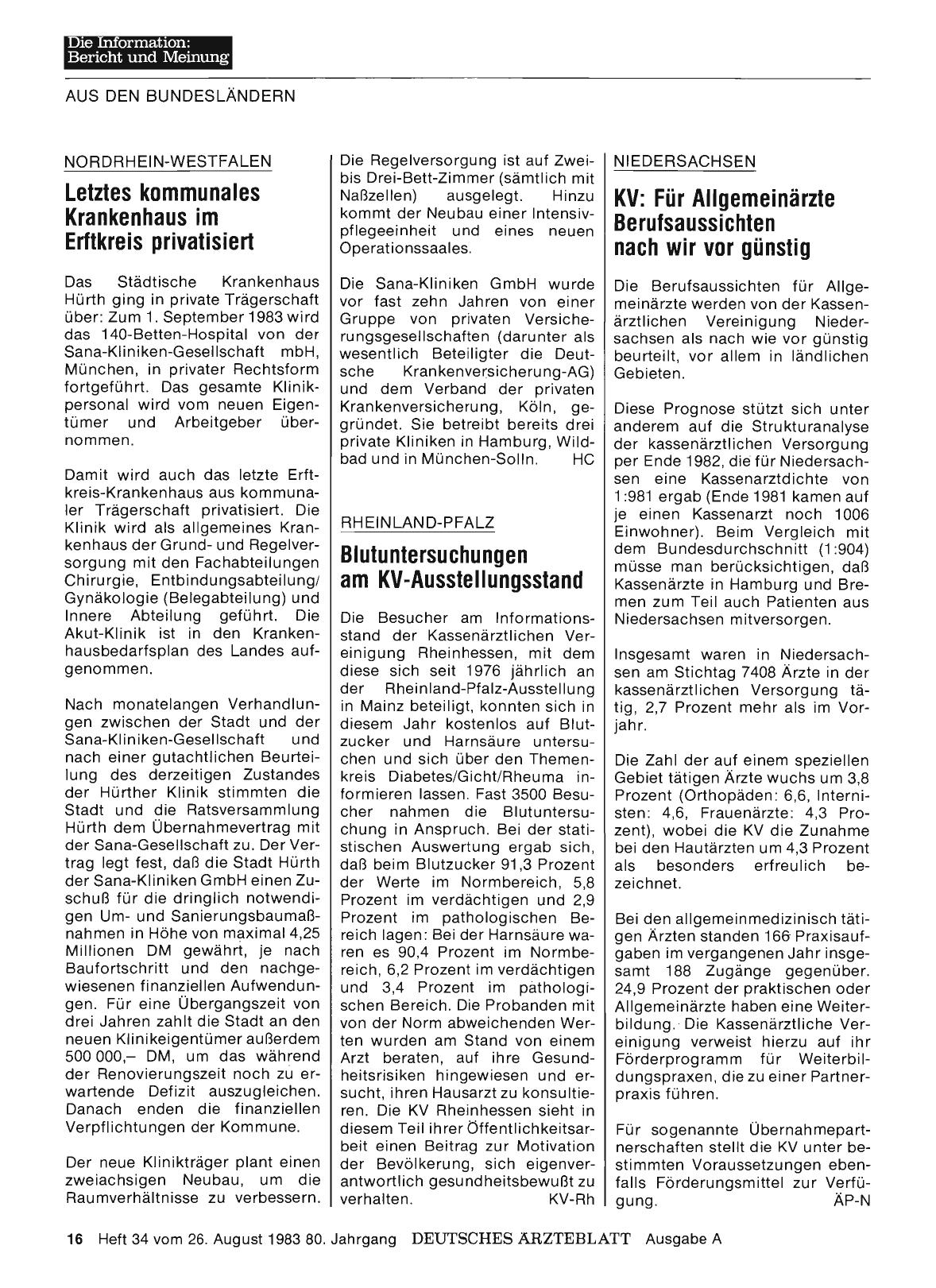 Vorschauseite 1: Niedersachsen: KV: Für Allgemeinärzte Berufsaussichten nach wir vor günstig